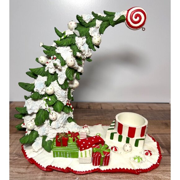 Whimsical Curved Christmas Tree Candle Holder, Ornament Holder - Picture 1 of 9